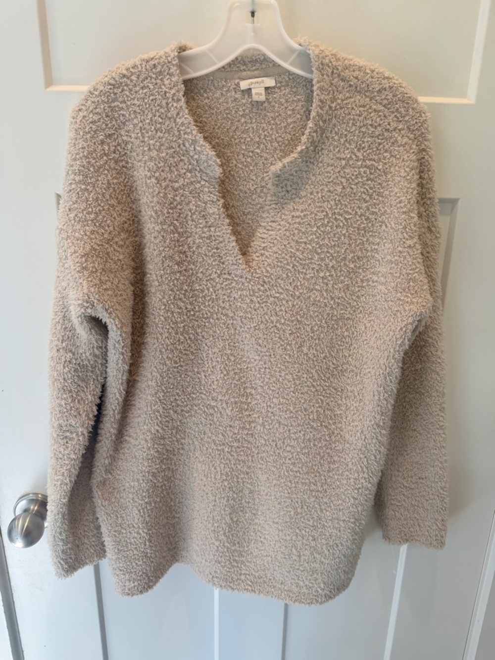 Pure Jill Cozy Boucle Sweater Small Beige Textured Soft Knit Pullover